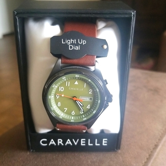 NWT Caravelle by Bulova Men's Brown Leather Strap Watch - Picture 1 of 9